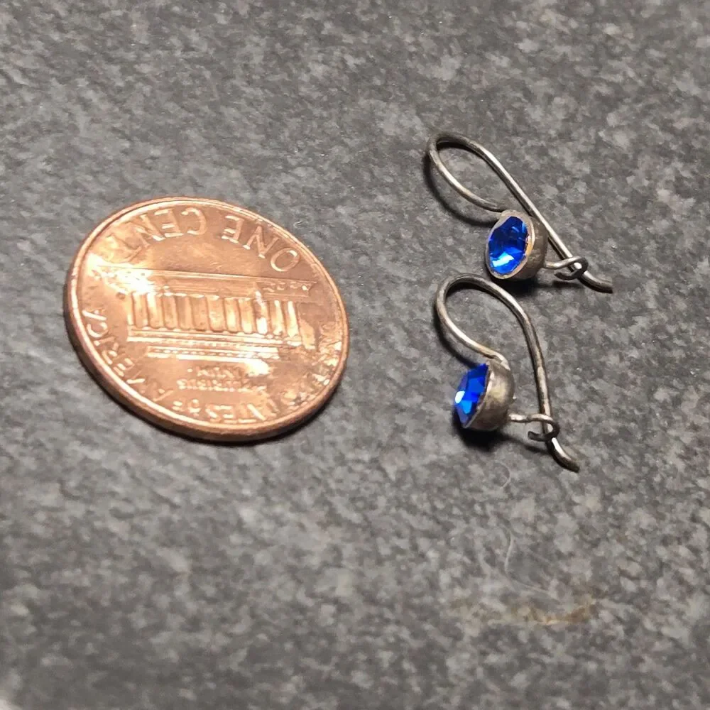 Dainty Blue Dangly Sterling Silver Earrings